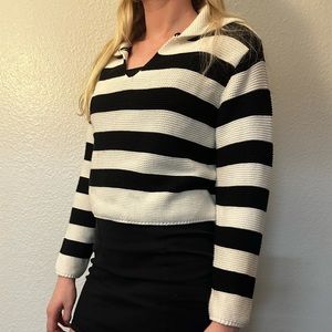 Black and white striped knit sweater
